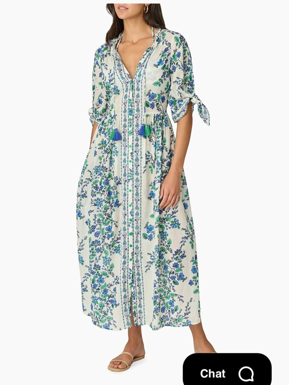 Shoshanna Light Blue & Navy Floral Maxi Dress